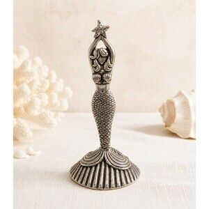 Basic Spirit Pewter Mermaid Ring Holder Starfish Coastal Nautical Decor 3.25"